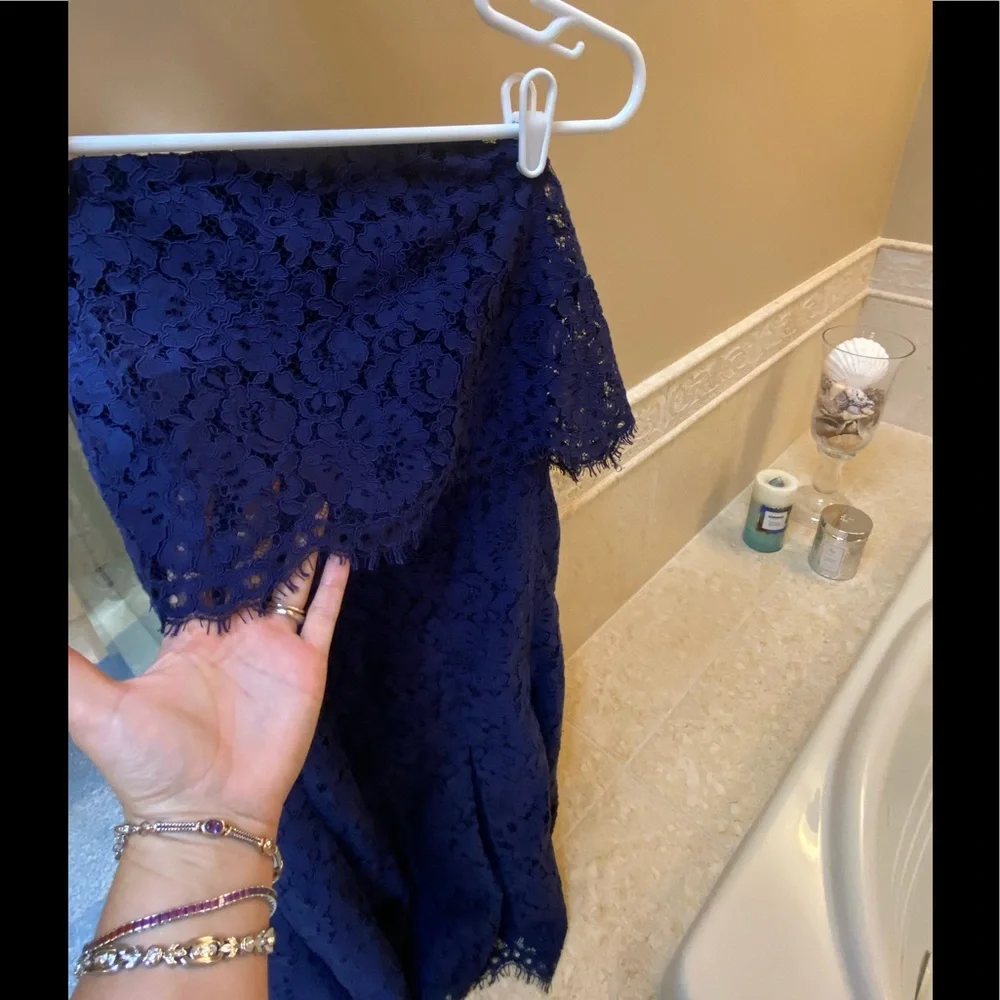 Gorgeous Pristine Chic Fitted Sexy Shoshanna Classy Strapless Blue Lacy Dress - Picture 9 of 14